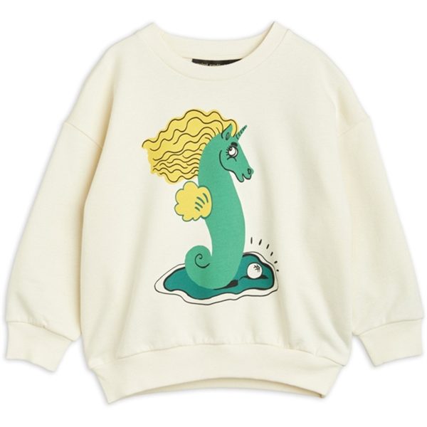 Mini Rodini Unicorn Seahorse Collegegenser Offwhite on Sale