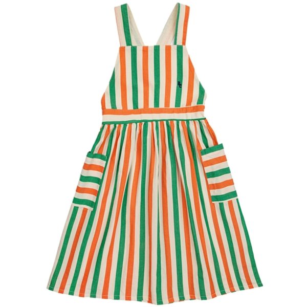 Bobo Choses Vertical Stripes Woven Kjole Knee Lenght Offwhite For Cheap