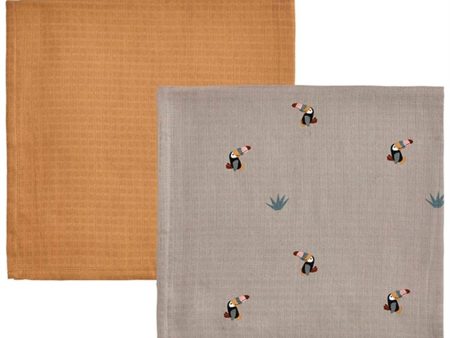 OYOY Toucan Muslin Stoffbleie 2-pakning Clay   Caramel Online now