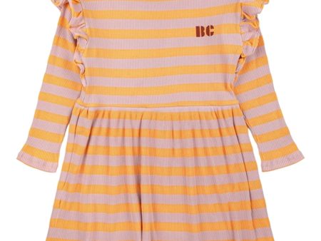 Bobo Choses Curry Horizontal Stripes Ruffles Kjole For Cheap