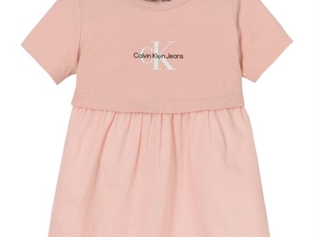 Calvin Klein Monogram Logo Mix Media Kjole Sepia Rose on Sale