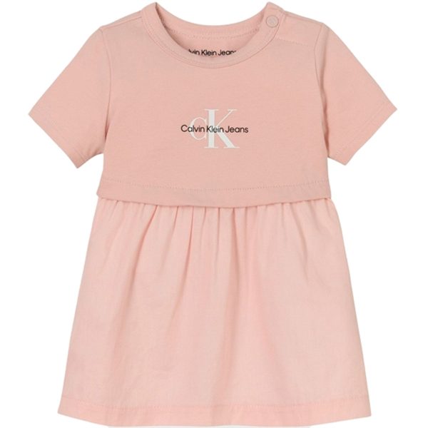 Calvin Klein Monogram Logo Mix Media Kjole Sepia Rose on Sale