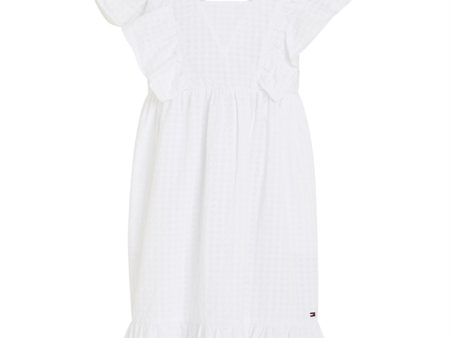 Tommy Hilfiger Seersucker Gingham Kjole White Hot on Sale